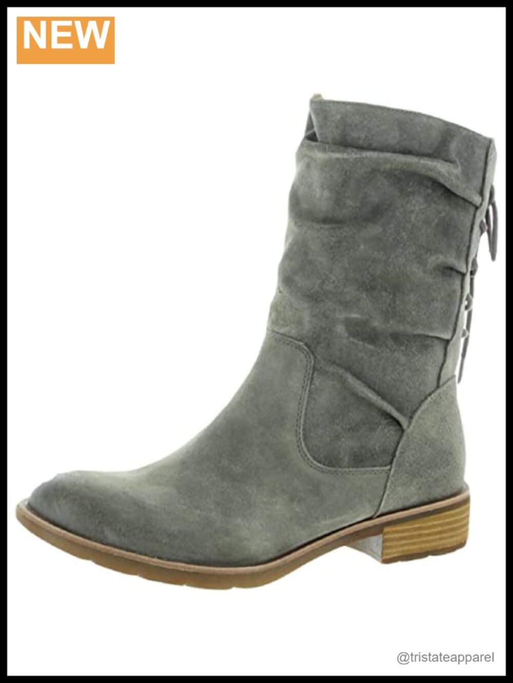 Waterproof Leather Mid-Calf Boots with Block Heel, Zip Closure